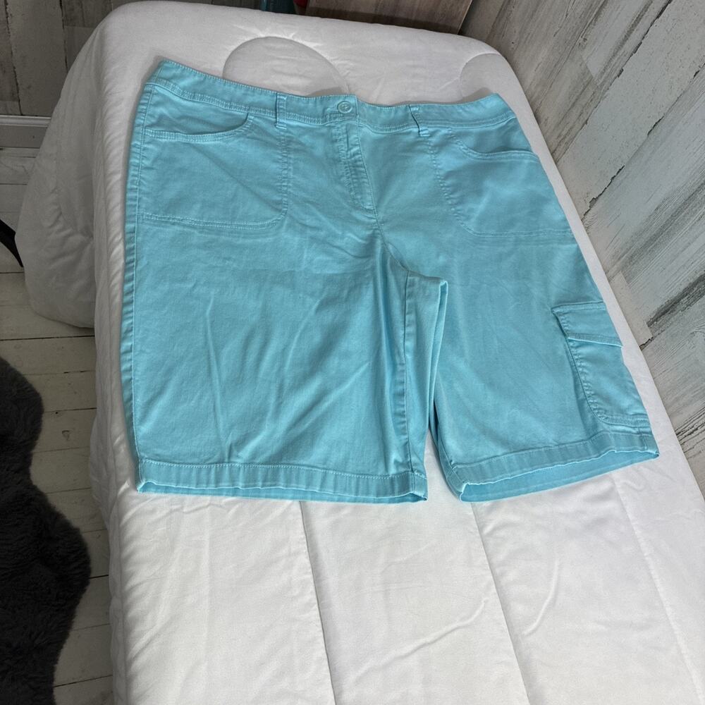 Light Aqua Cargo Bermuda Shorts - Women's Casual Fit
